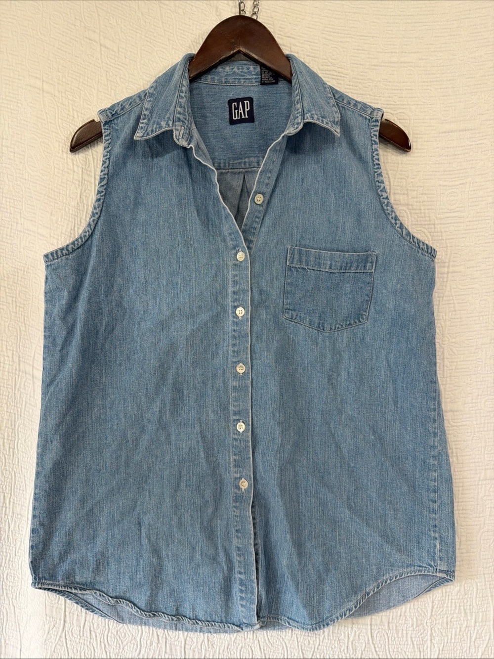 Vintage Gap Denim Vest Women Large Sleeveless Button Down Y2K Jean Top Hong Kong